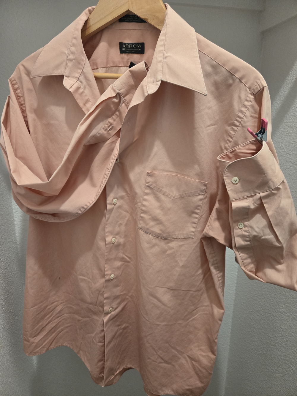 Arrow Men's Light Peach Button-Up Dress Shirt